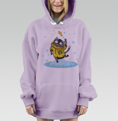 Кот, исполняющий желания, Hoodie Mjhigh Dig Mel, Fiolet, утепленная