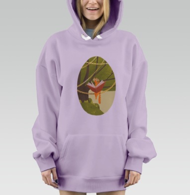 Кот на дереве, Hoodie Mjhigh Dig Mel, Fiolet, утепленная