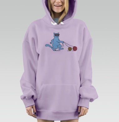 Кот на прогулке, Hoodie Mjhigh Dig Mel, Fiolet, утепленная