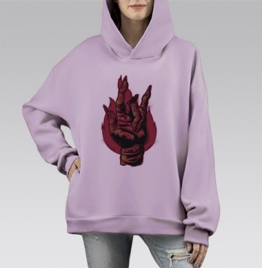 Коза чернокнижника., Hoodie Mono Fiolet, оверсайз, утепленная