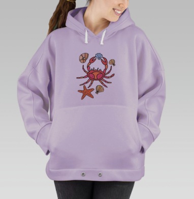 Краб на пляже, Hoodie Oversize Fiolet
