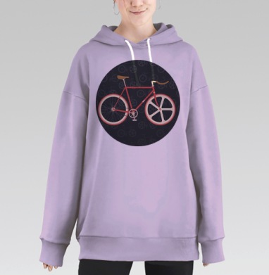 Красный городской велосипед с контрастом, Hoodie Long Oversize Fiolet