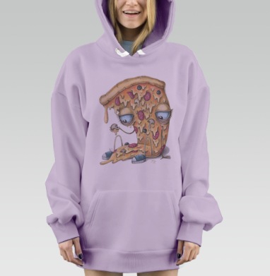 Кусочек пиццы, Hoodie Mjhigh Dig Mel, Fiolet, утепленная