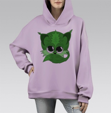 Ласковый и круглый зверь, Hoodie Mono Fiolet, оверсайз, утепленная