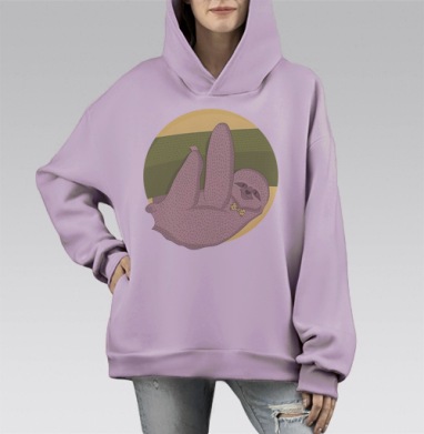 Ленивец, Hoodie Mono Fiolet, оверсайз, утепленная