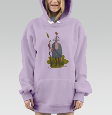 Леший с птицей, Hoodie Mjhigh Dig Mel, Fiolet, утепленная