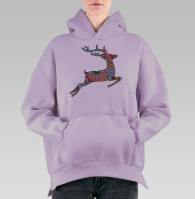 Лесной олень, Hoodie Oversize Fiolet, утепленная