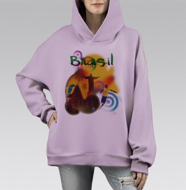 Лето. Солнце. Бразилия. Футбол, Hoodie Mono Fiolet, оверсайз, утепленная