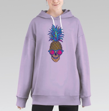 Лето, череп, ананас, Hoodie Long Oversize Fiolet