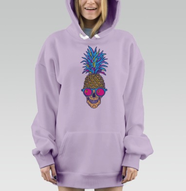 Лето, череп, ананас, Hoodie Mjhigh Dig Mel, Fiolet, утепленная