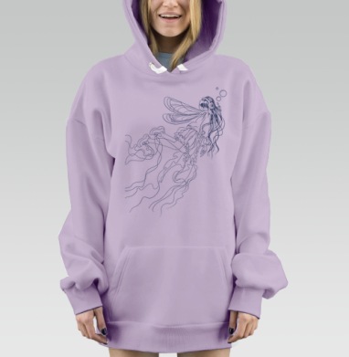 Летящая девушка, Hoodie Mjhigh Dig Mel, Fiolet, утепленная