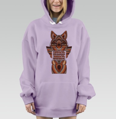 Лис Тотемное животное, Hoodie Mjhigh Dig Mel, Fiolet, утепленная