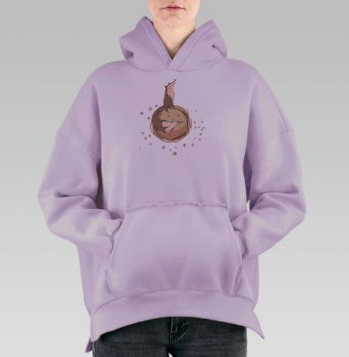 Лиса и космос, Hoodie Oversize Fiolet, утепленная