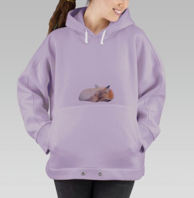 Лиса в уютном сне – нежный природный покой, Hoodie Oversize Fiolet
