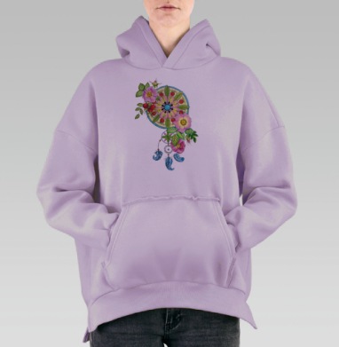 Ловец снов. Мандала., Hoodie Oversize Fiolet, утепленная