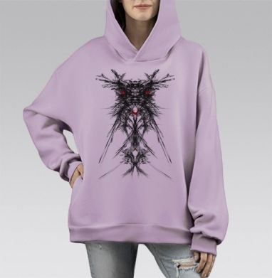 Лшдк, Hoodie Mono Fiolet, оверсайз, утепленная
