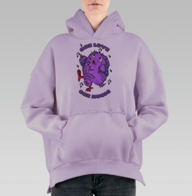 Люблю музыку, Hoodie Oversize Fiolet, утепленная