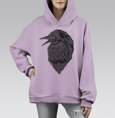 Лютый ворон, Hoodie Mono Fiolet, оверсайз, утепленная