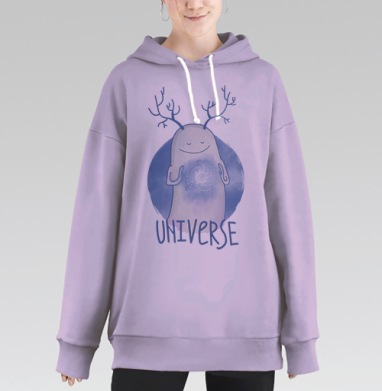 Магия вселенной в добром мифическом существе, Hoodie Long Oversize Fiolet