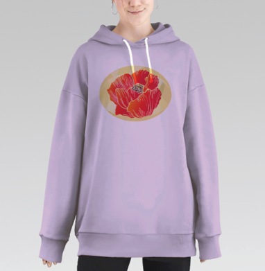 Мак на стекле, Hoodie Long Oversize Fiolet