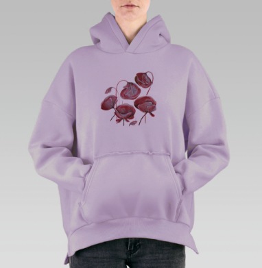 Маки, Hoodie Oversize Fiolet, утепленная
