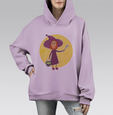 Маленькая ведьма, Hoodie Mono Fiolet, оверсайз, утепленная