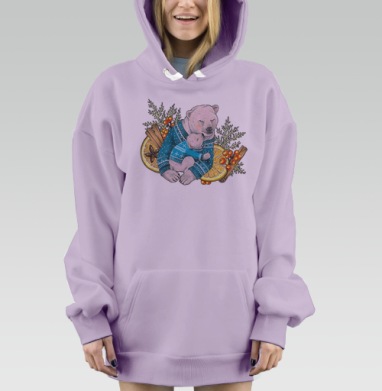 Мама медведица, Hoodie Mjhigh Dig Mel, Fiolet, утепленная