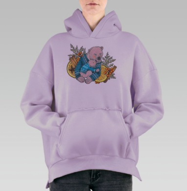 Мама медведица, Hoodie Oversize Fiolet, утепленная
