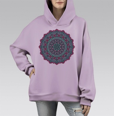 Мандала А, Hoodie Mono Fiolet, оверсайз, утепленная