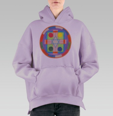 Мандала Четырех Стихий, Hoodie Oversize Fiolet, утепленная
