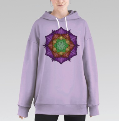 Мандала радуга, Hoodie Long Oversize Fiolet