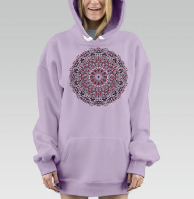 Мандала с сердечками и цветами., Hoodie Mjhigh Dig Mel, Fiolet, утепленная