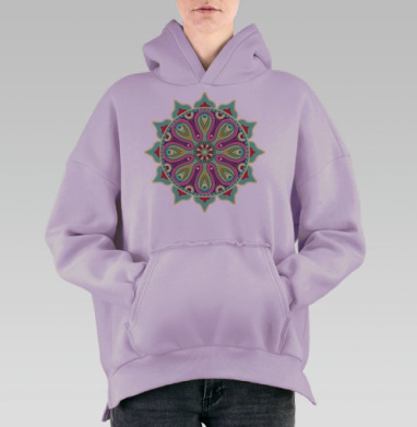 Мандала узор, Hoodie Oversize Fiolet, утепленная