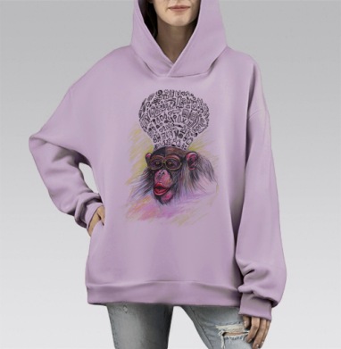 Манки эксплоужен     (жен.), Hoodie Mono Fiolet, оверсайз, утепленная