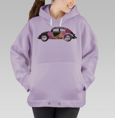 Машина в цветах, Hoodie Oversize Fiolet