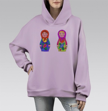 Матрешки, Hoodie Mono Fiolet, оверсайз, утепленная