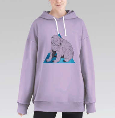 Медведь холодной Арктики в графике, Hoodie Long Oversize Fiolet
