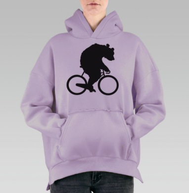 Медвевелосипедист, Hoodie Oversize Fiolet, утепленная