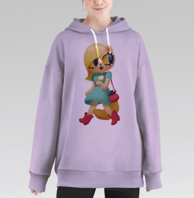 Милая антропоморфная лиса в элегантном платье, Hoodie Long Oversize Fiolet