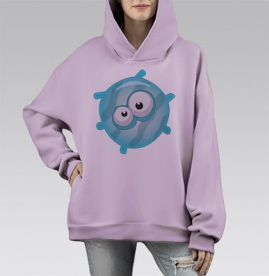 Милый монстр, Hoodie Mono Fiolet, оверсайз, утепленная