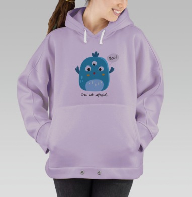 Милый синий монстр с тремя глазами и улыбкой, Hoodie Oversize Fiolet