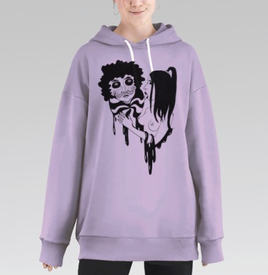 Минималистичный арт-постер «Маска и лицо», Hoodie Long Oversize Fiolet
