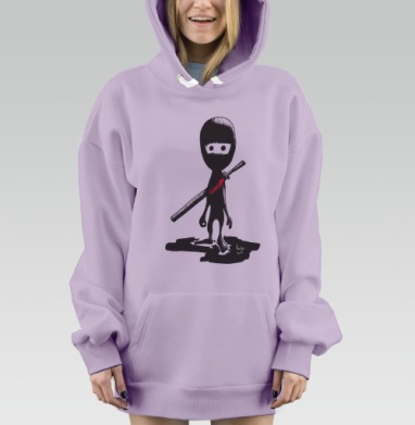 Минималистичный ниндзя с катаной — стиль и загадка, Hoodie Mjhigh Dig Mel, Fiolet, утепленная