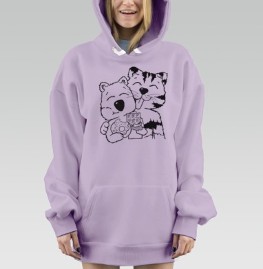 Мистер Тигр и Господин Вомбат, Hoodie Mjhigh Dig Mel, Fiolet, утепленная
