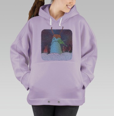 Мистическая улитка-скрипач в фэнтези стиле, Hoodie Oversize Fiolet