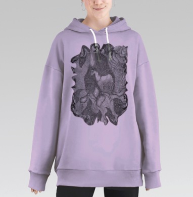 Мистический единорог в волшебной подсветке, Hoodie Long Oversize Fiolet