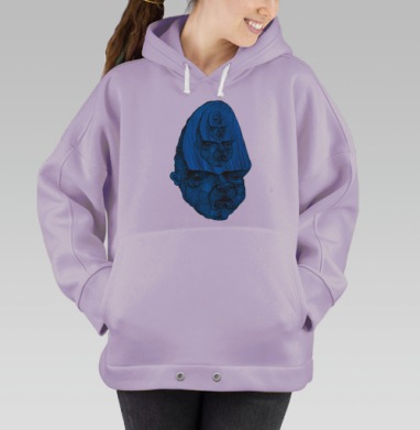 Многослойное гравюрное лицо - искусство глубины, Hoodie Oversize Fiolet