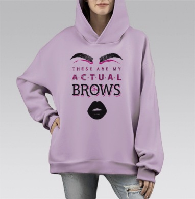 Модные Брови, Hoodie Mono Fiolet, оверсайз, утепленная