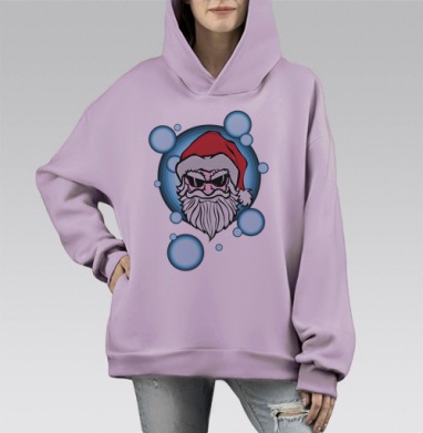 Модный Дед Мороз, Hoodie Mono Fiolet, оверсайз, утепленная