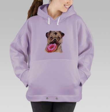 Мопс и пончик, Hoodie Oversize Fiolet